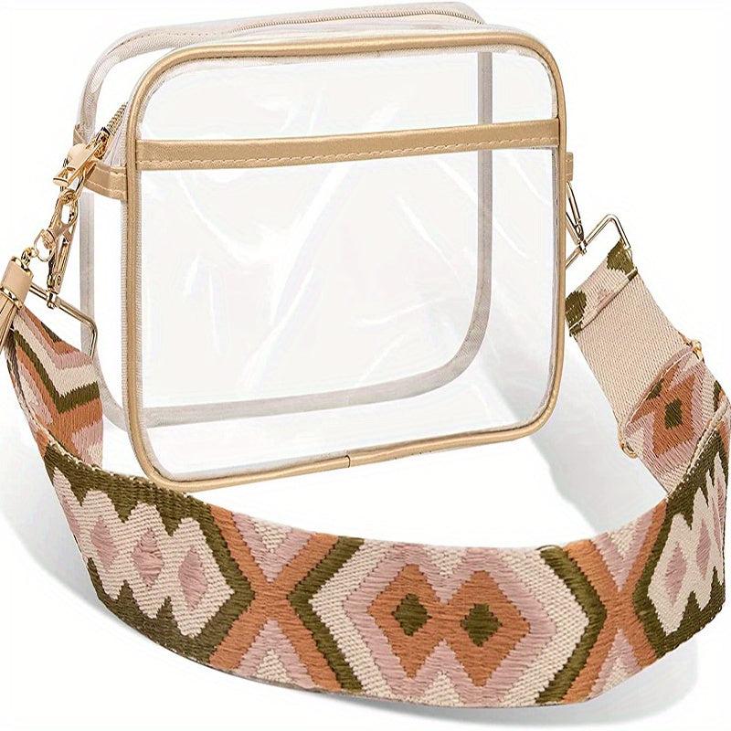 Stylish Clear Makeup Bag with Wide Shoulder Strap for Travel