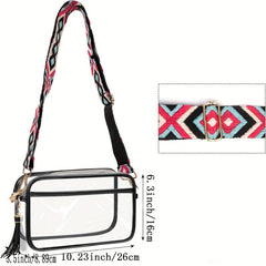 Stylish Clear Makeup Bag with Wide Shoulder Strap for Travel