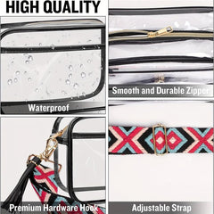 Stylish Clear Makeup Bag with Wide Shoulder Strap for Travel