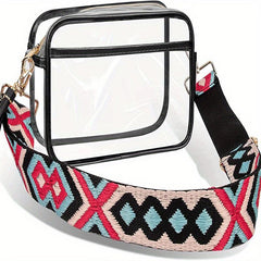 Stylish Clear Makeup Bag with Wide Shoulder Strap for Travel