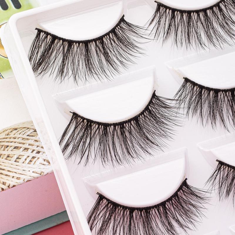 5 Pairs Faux Mink 5D Wispy False Eyelashes for Cat Eye Look