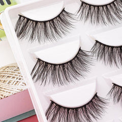 5 Pairs Faux Mink 5D Wispy False Eyelashes for Cat Eye Look