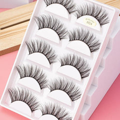 5 Pairs Faux Mink 5D Wispy False Eyelashes for Cat Eye Look