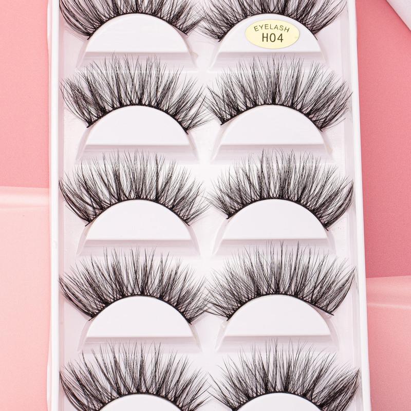 5 Pairs Faux Mink 5D Wispy False Eyelashes for Cat Eye Look