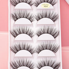 5 Pairs Faux Mink 5D Wispy False Eyelashes for Cat Eye Look