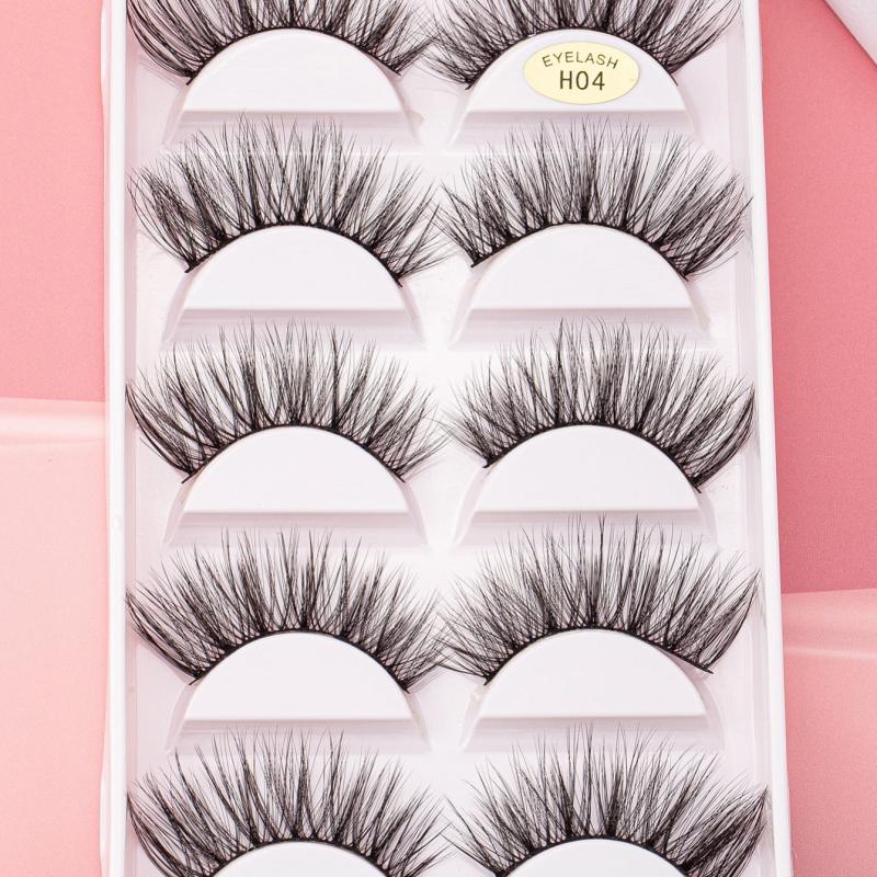 5 Pairs Faux Mink 5D Wispy False Eyelashes for Cat Eye Look