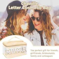 Chenille Letter Clear Makeup Bag with Handle