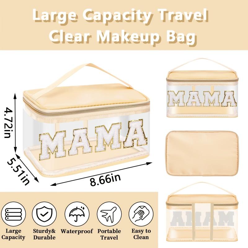Chenille Letter Clear Makeup Bag with Handle