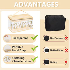 Chenille Letter Clear Makeup Bag with Handle