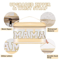 Chenille Letter Clear Makeup Bag with Handle