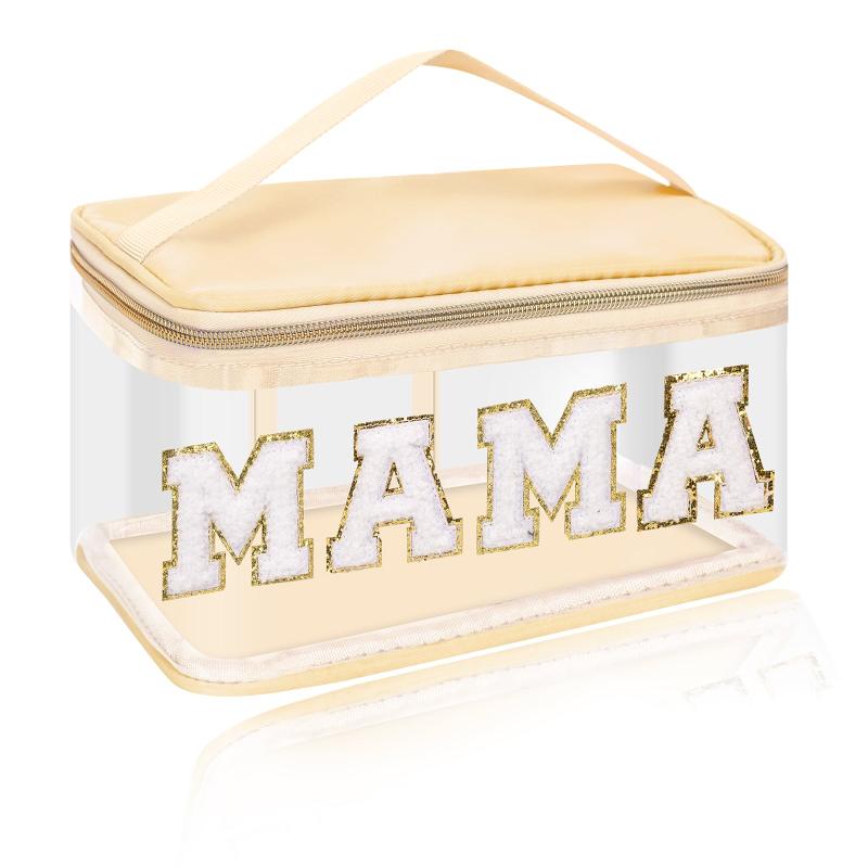 Chenille Letter Clear Makeup Bag with Handle