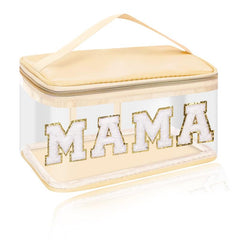 Chenille Letter Clear Makeup Bag with Handle