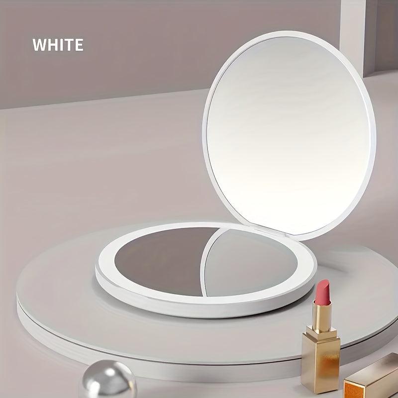 LED Makeup Mirror & Massage Comb Kit Double Side Folding Compact Mirror