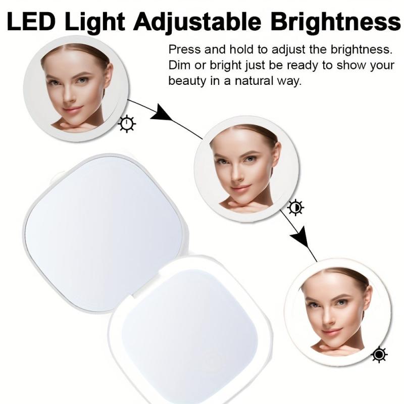 LED Travel Makeup Mirror 1X 5X Magnification Compact Lighted Mirror