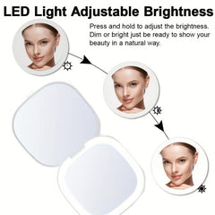 LED Travel Makeup Mirror 1X 5X Magnification Compact Lighted Mirror