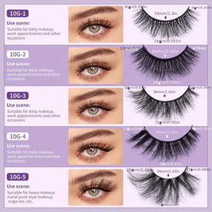 10 Pairs Fluffy Natural False Eyelashes Set with Tools