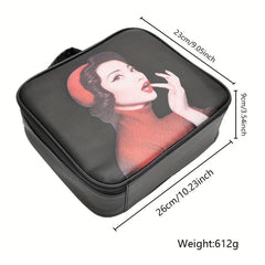 Vintage Style Waterproof Makeup Bag with Dividers & Brush Holder