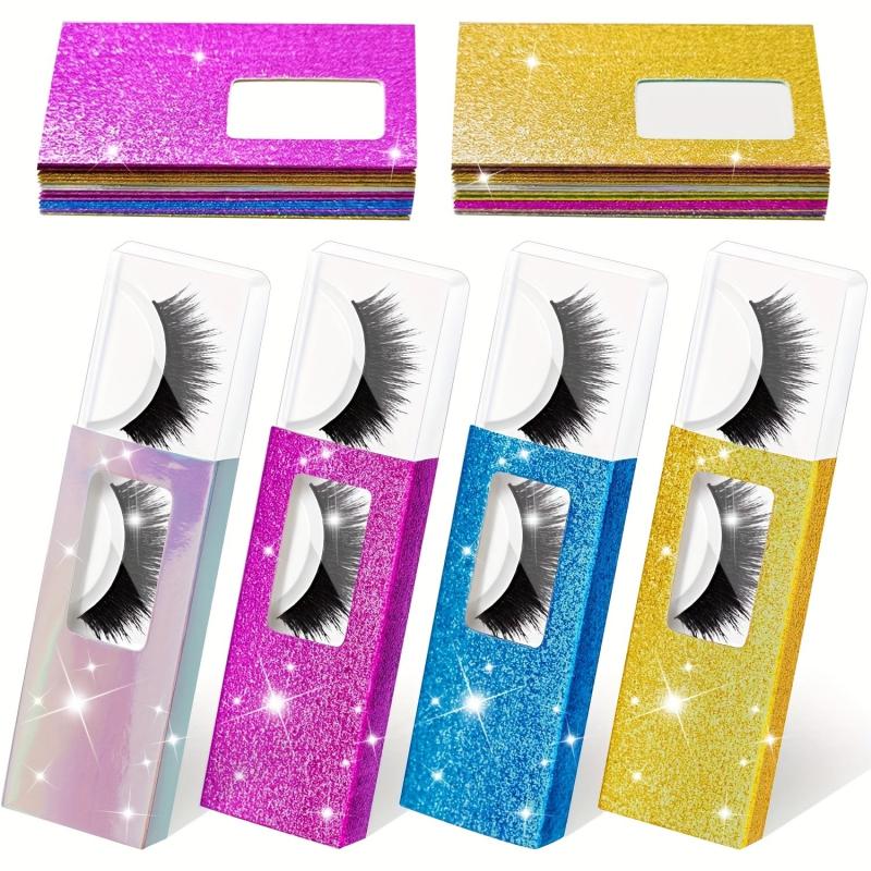 40pcs Glitter Paper Lash Boxes - False Eyelashes Storage Case