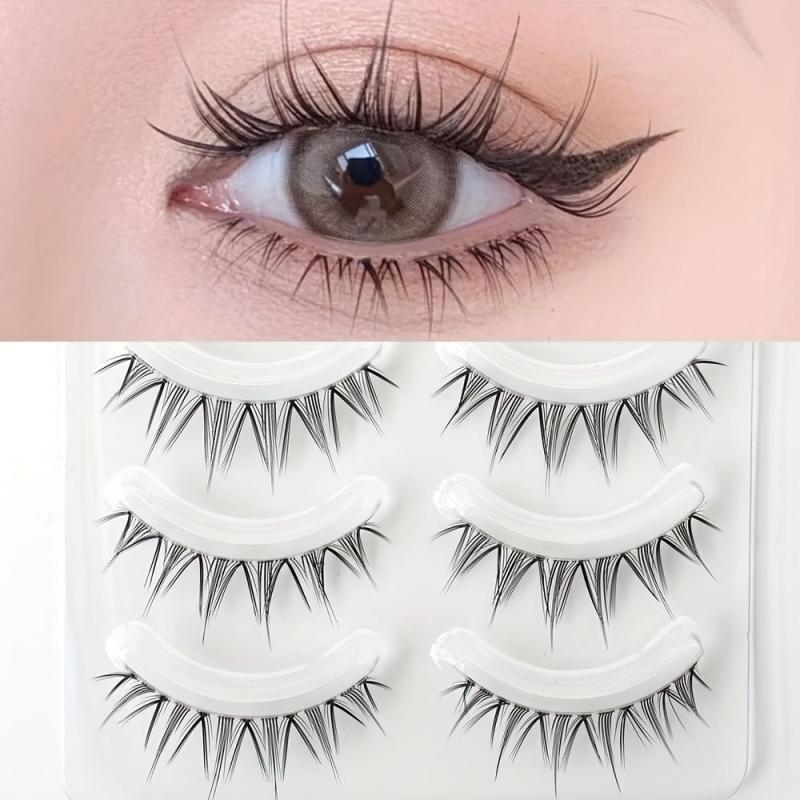 Wispy Manga False Eyelashes Clear Band Short Lashes TS13