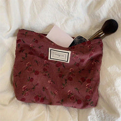Vintage Flower Makeup Bag Large Capacity Travel Toiletry Organizer