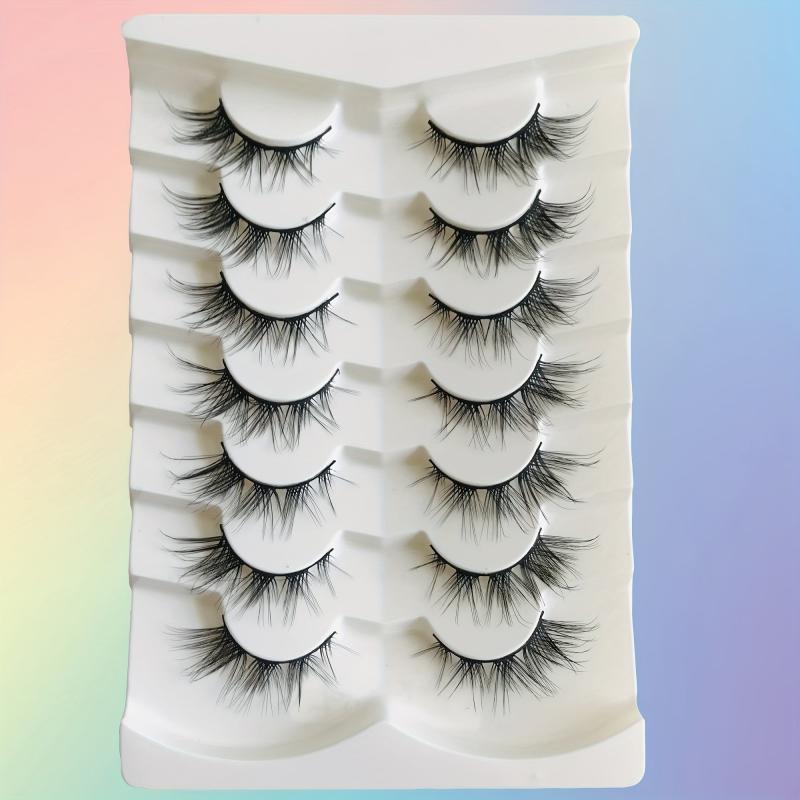 7 Pairs Faux Mink False Eyelashes 3D Fluffy Natural Style Cat Eye Anime