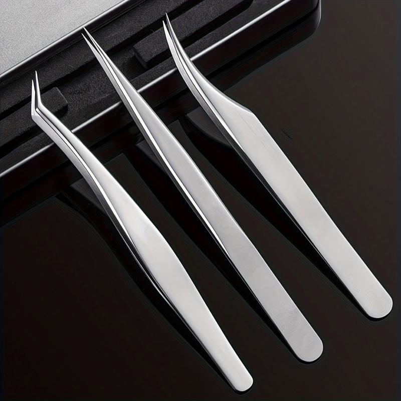 Eyelash Extension Tweezers Straight & Curved Tip Nippers Volume Lash Tools