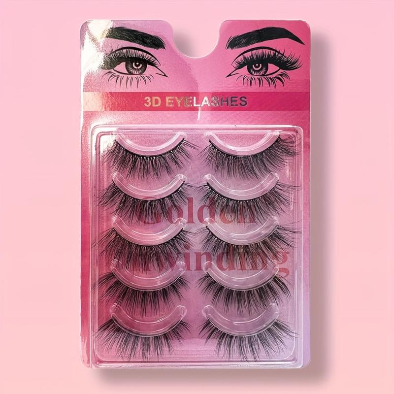 5 Pairs 3D Thick Mink Eyelashes Natural Curling Lashes