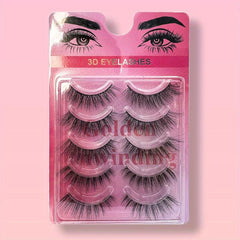 5 Pairs 3D Thick Mink Eyelashes Natural Curling Lashes