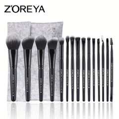15pcs Makeup Brushes Set Natural Soft Synthetic Fiber Long Handle Cosmetics