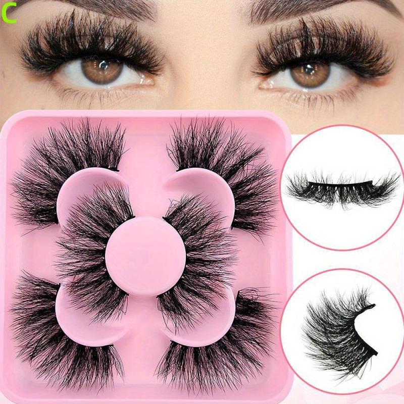 3 Pairs Cat Eye Lashes Faux Mink False Eyelashes Natural Wispy Look