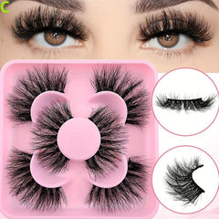 3 Pairs Cat Eye Lashes Faux Mink False Eyelashes Natural Wispy Look