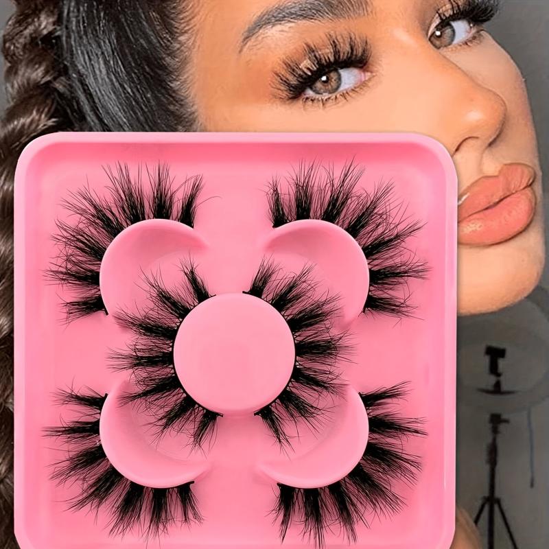 3 Pairs Cat Eye Lashes Faux Mink False Eyelashes Natural Wispy Look