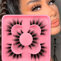 3 Pairs Cat Eye Lashes Faux Mink False Eyelashes Natural Wispy Look
