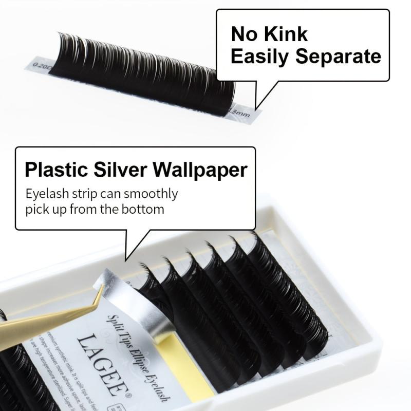 LAGEE Flat Ellipse Eyelashes Extension Matte Mink Split Tips