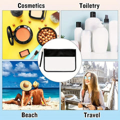 Clear PVC Flat Pouch PU Makeup Bag with Wristlet DIY Letter Bag