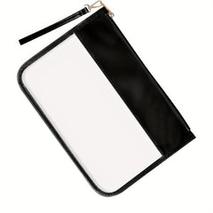 Clear PVC Flat Pouch PU Makeup Bag with Wristlet DIY Letter Bag