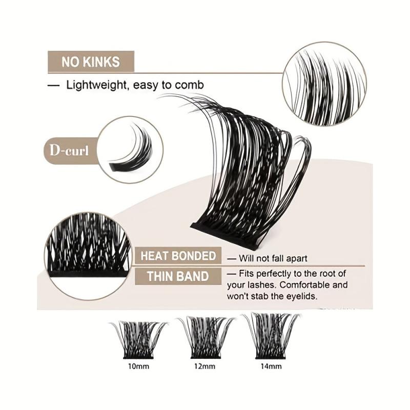 120 Clusters Lashes D Curling 9 16mm Mixed Length Fluffy False Eyelashes