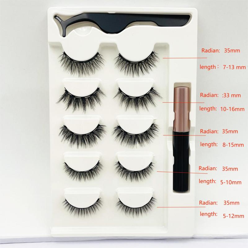 5 Pairs Magnetic Eyeliner And Eyelashes Kit Self Adhesive