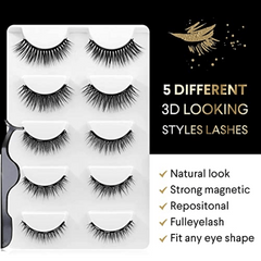 5 Pairs Magnetic Eyeliner And Eyelashes Kit Self Adhesive