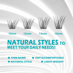 DIY Natural Effect C Curling 48 Clusters Individual False Eyelashes
