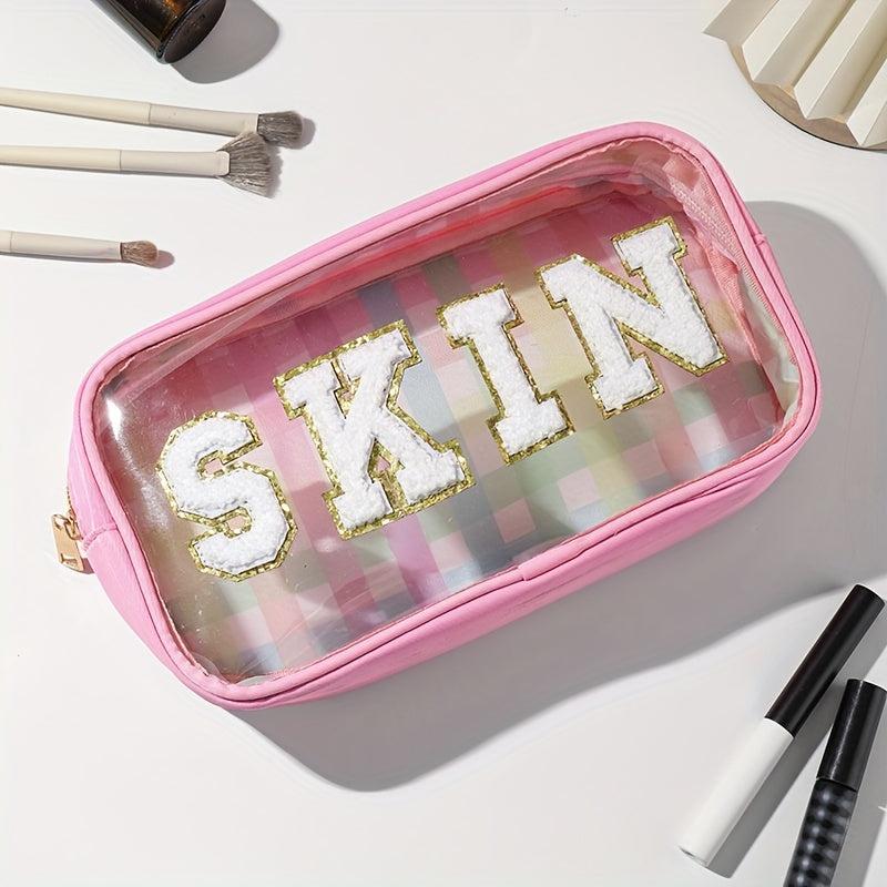 4pcs Waterproof Clear Letter Cosmetic Bag Makeup Pouch Toiletry Organizer