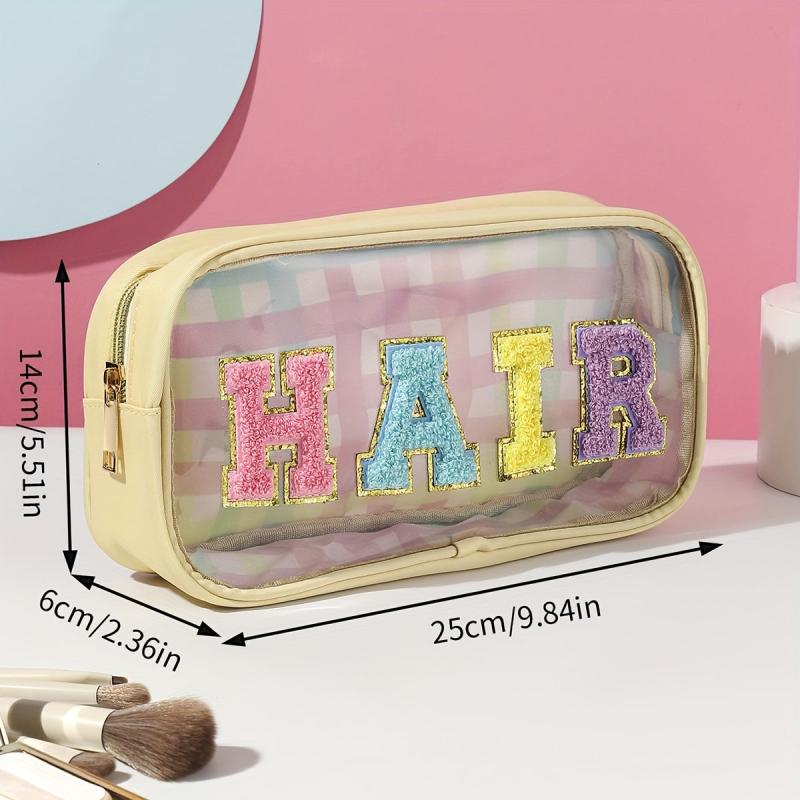 4pcs Waterproof Clear Letter Cosmetic Bag Makeup Pouch Toiletry Organizer