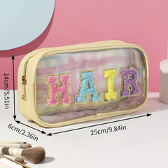 4pcs Waterproof Clear Letter Cosmetic Bag Makeup Pouch Toiletry Organizer