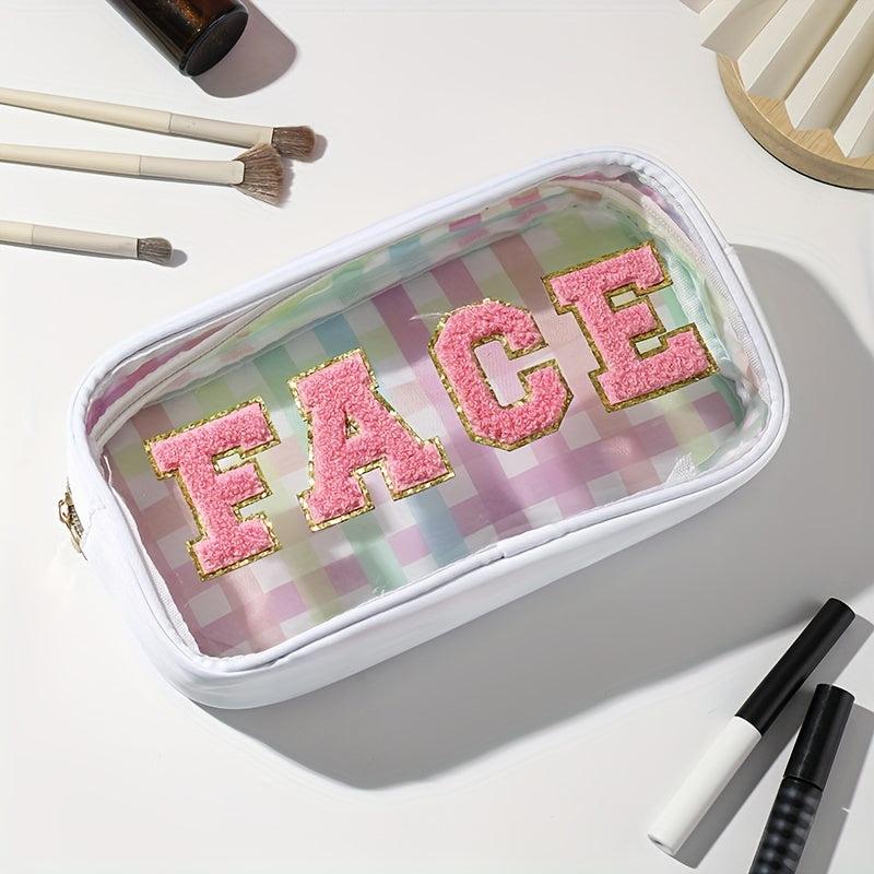 4pcs Waterproof Clear Letter Cosmetic Bag Makeup Pouch Toiletry Organizer