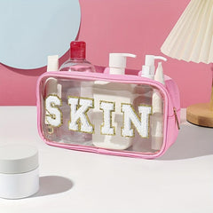 4pcs Waterproof Clear Letter Cosmetic Bag Makeup Pouch Toiletry Organizer