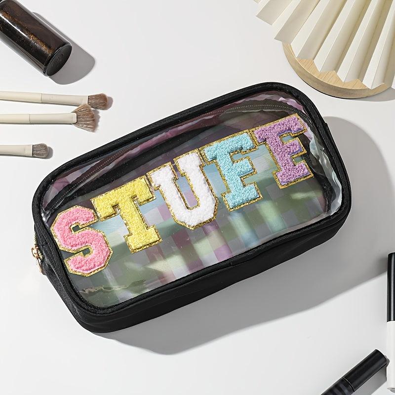 4pcs Waterproof Clear Letter Cosmetic Bag Makeup Pouch Toiletry Organizer