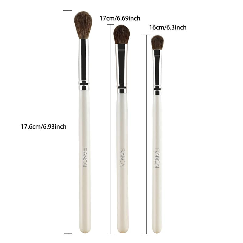 3pcs Eyeshadow Brushes Set with Soft Synthetic Hairs & Wood Handle