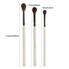 3pcs Eyeshadow Brushes Set with Soft Synthetic Hairs & Wood Handle
