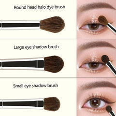 3pcs Eyeshadow Brushes Set with Soft Synthetic Hairs & Wood Handle
