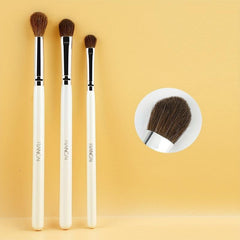 3pcs Eyeshadow Brushes Set with Soft Synthetic Hairs & Wood Handle